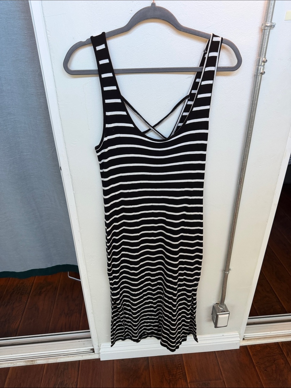 Rip Curl Striped Black & White Tank Midi Dress with slits